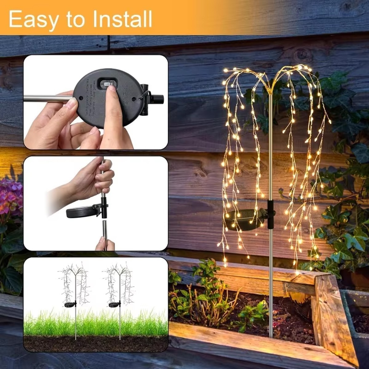 Solar willow light features