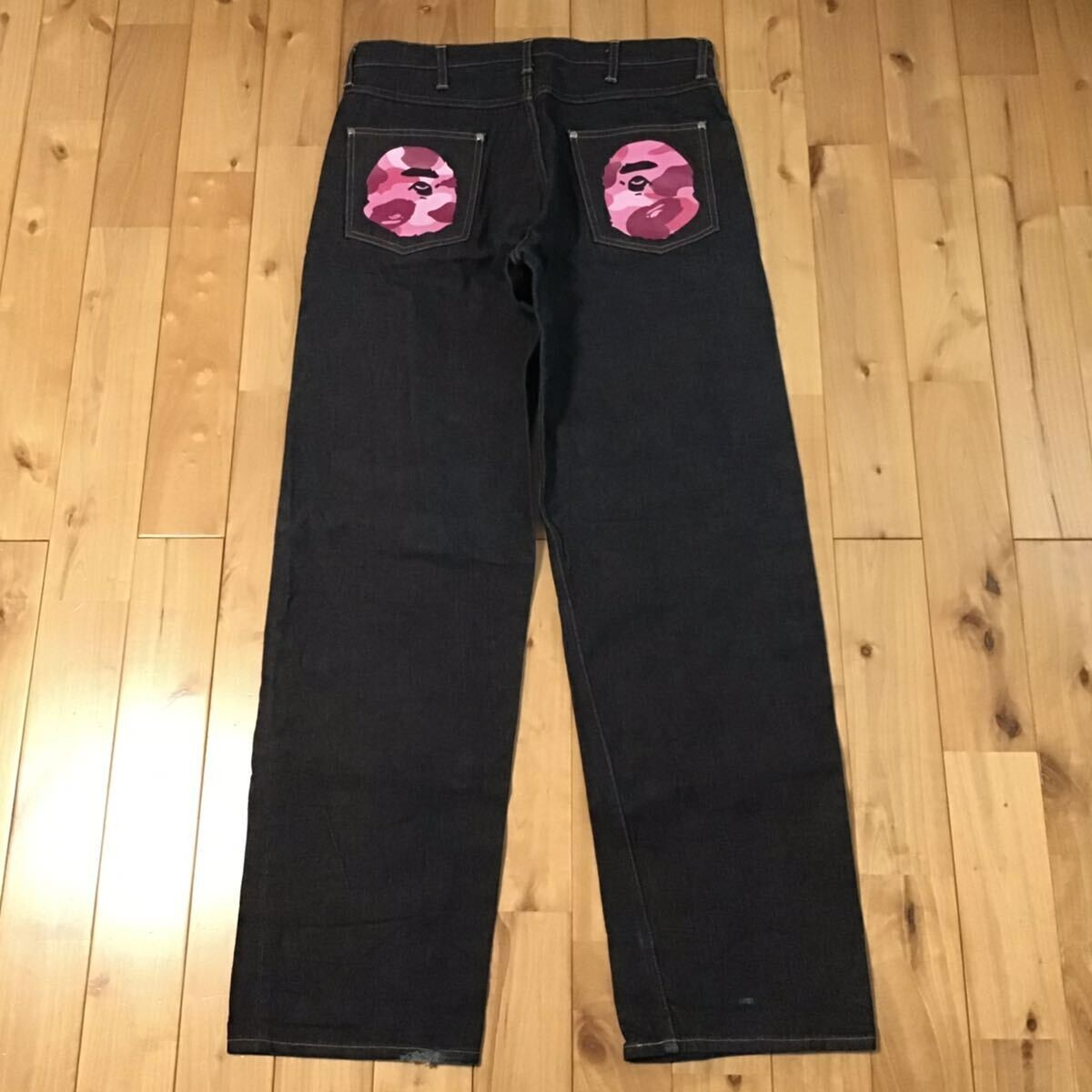 Aoyama limited BAPE Pink camo APE HEAD denim pants A Bathing