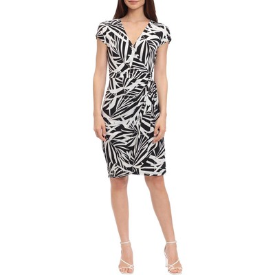 

Maggy London Женское дневное короткое платье с запахом и принтом BHFO 8819, Black/soft white