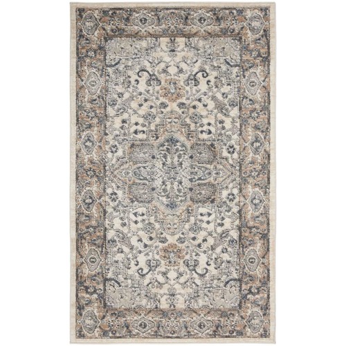 Нескользящий коврик Oriental Power Loom размером 3 X 5 См Цвета Слоновой Кости и серого