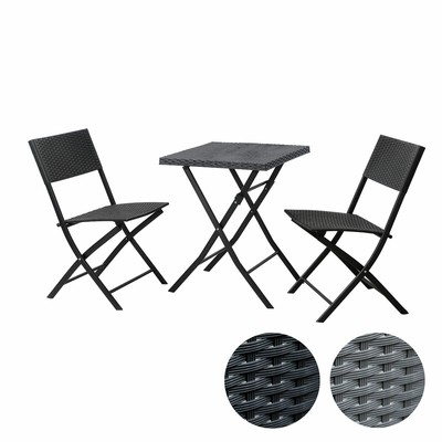 SVITA Polyrattan Bistro-Set 3er Set Balkonset Klappmöbel Stuhl Tisch Gartenmöbel