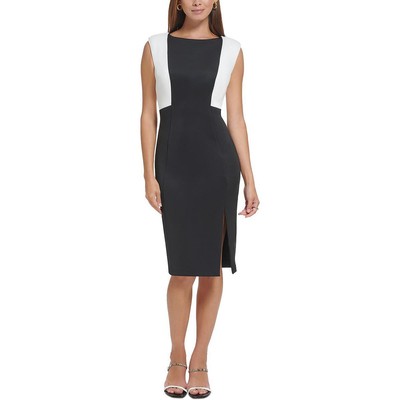 Женское платье-футляр Calvin Klein B/W Scuba Colorblock с разрезом по бокам 8 BHFO 2392