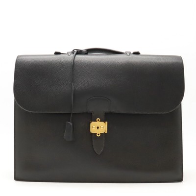 ri60 Bag Hermes Sac Adepeche 41 Business Document Briefcase Taurillon Leather Bl