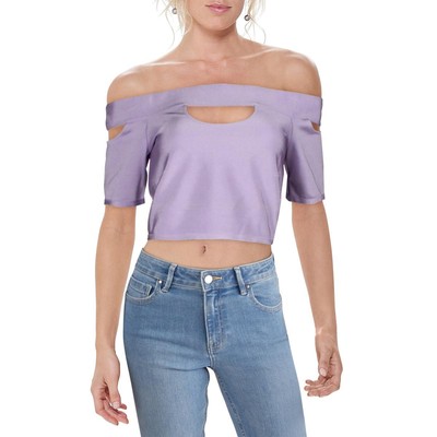

Фиолетовая женская укороченная рубашка с открытыми плечами WOW Couture  BHFO 7364, Lilac