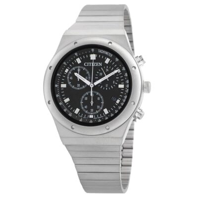 Pre-owned Citizen Collection Record Label 1984 Chronograph At2540-57e Eco-drive Watch 38mm