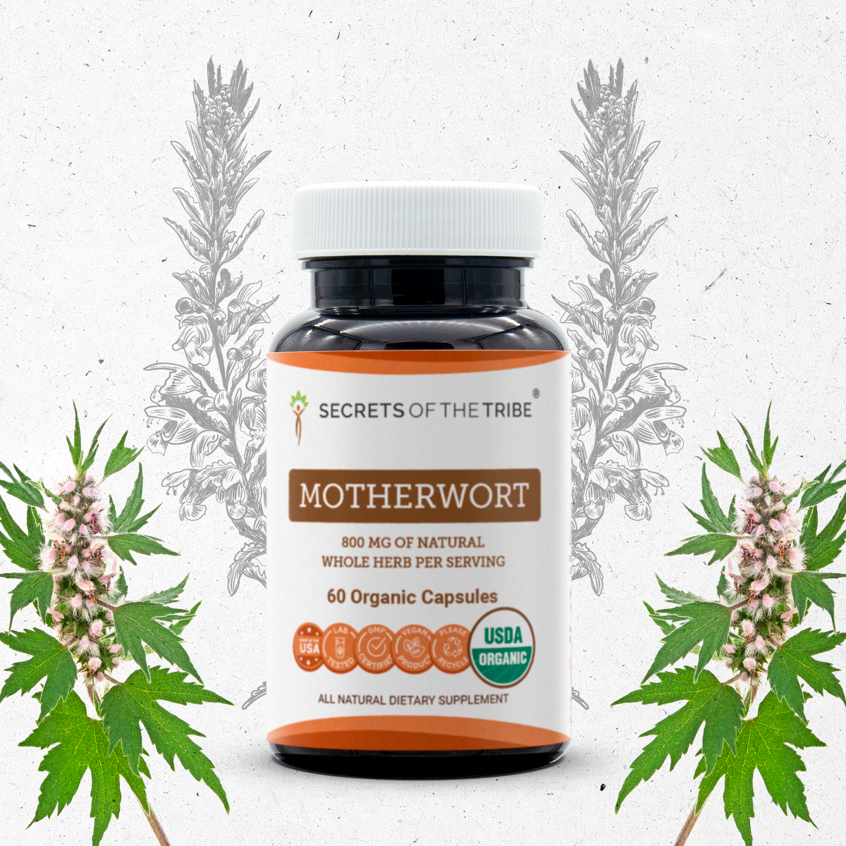 Secrets Of The Tribe Motherwort Capsules, 400 mg