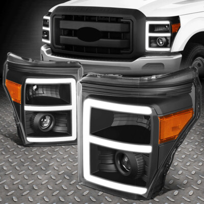 [LED DRL] ДЛЯ 11-16 УГЛОВЫХ ФАР ПРОЕКТОРА FORD SUPER DUTY BLACK/ЯНТАРНОГО ЦВЕТА