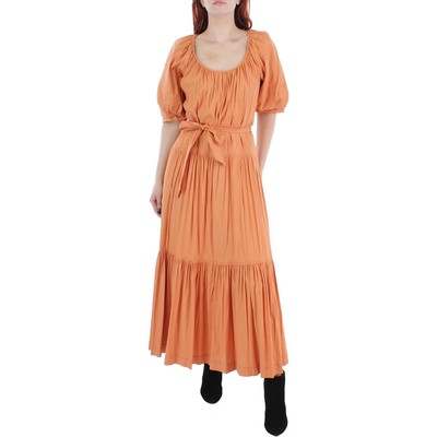 

Женское оранжевое льняное длинное летнее макси-платье Jonathan Simkhai  BHFO 7619, Caramel