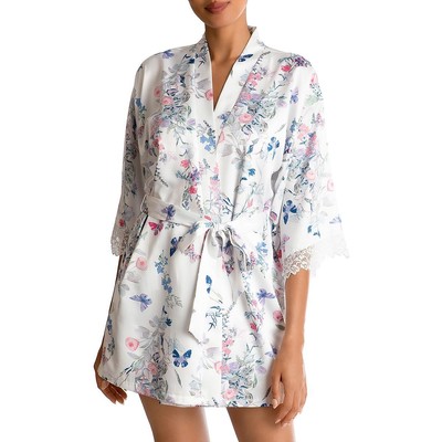 In Bloom by Jonquil Женский белый атласный халат с кружевной отделкой Loungewear XL BHFO 8642
