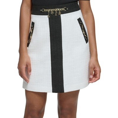 Karl Lagerfeld Paris Womens B/W Tweed Short Mini Skirt 14 BHFO 9638