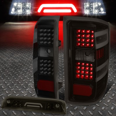 ДЛЯ 14-19 SILVERADO/SIERRA ПОЛНОСТЬЮ СВЕТОДИОДНЫЙ ЗАДНИЙ ФОНАРЬ + 3D ТРЕТИЙ ТОРМОЗНОЙ/ГРУЗОВОЙ ФОНАРЬ ДЫМЧАТОГО ЦВЕТА