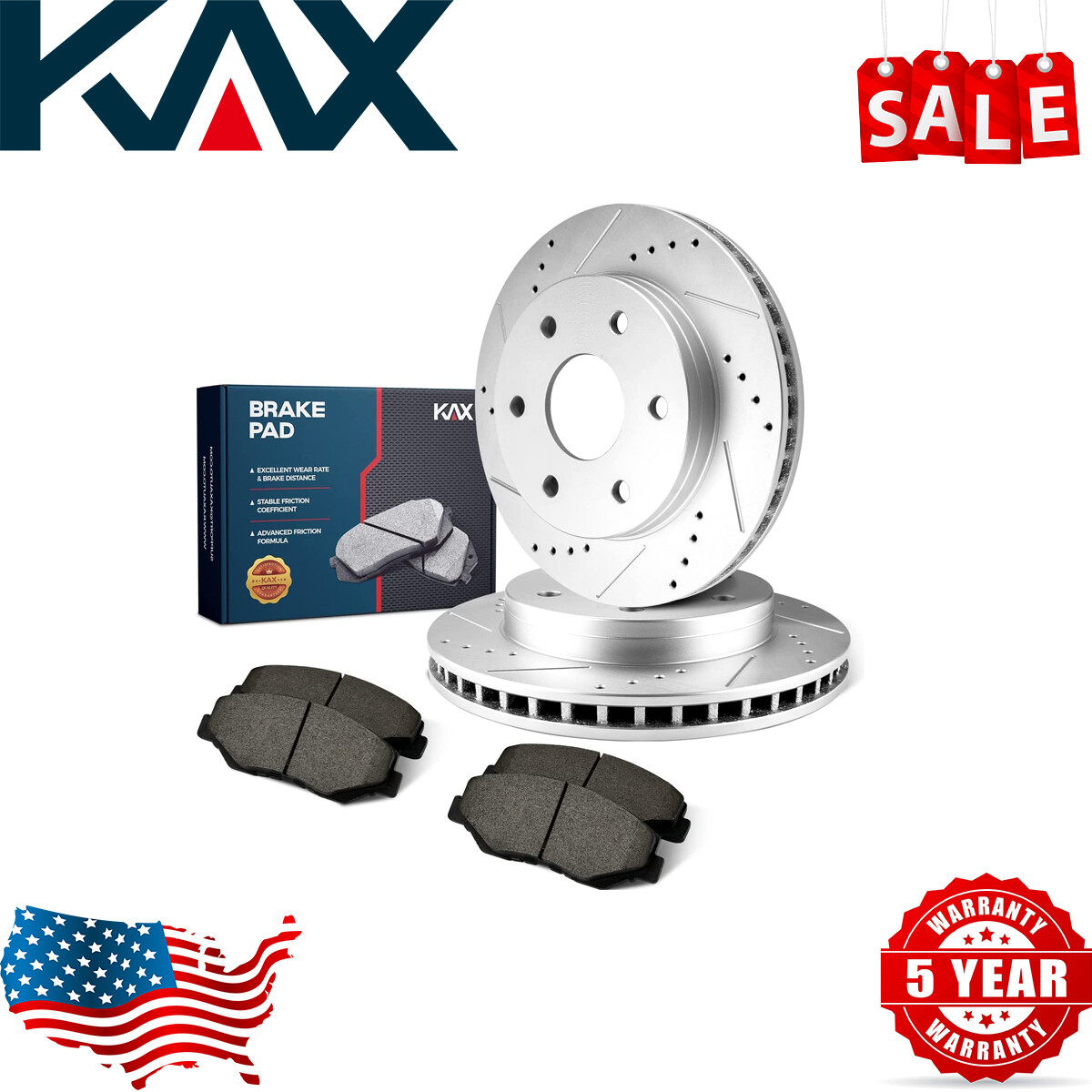 Rear Drilled Disc Rotors Ceramic Brake Pads Kit for Dodge Durango Ram 1500 5-Lug