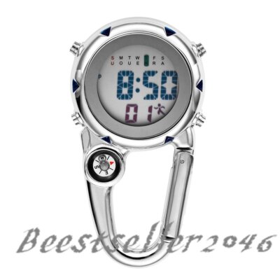 Unisex Clip-on Digital Watch Compass Outdoor Carabiner Backpack Fob Belt Watch