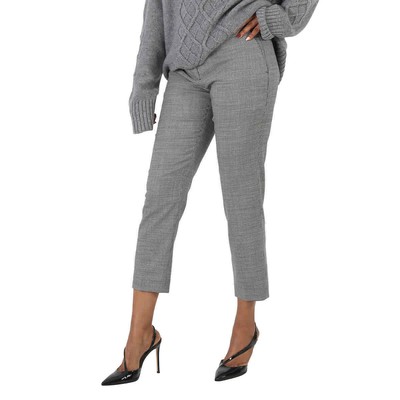 Pre-owned Burberry Check Cropped Tailored Trousers In Black