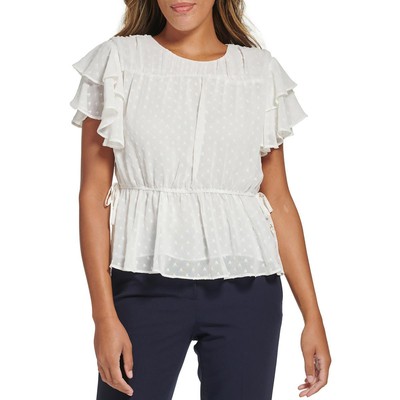 Женская блузка с оборками цвета слоновой кости от Tommy Hilfiger XL BHFO 1726