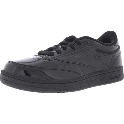 

Черные лакированные кроссовки Reebok Girls Club C 5 Medium (B,M) Big Kid BHFO 5138, Black/black/black, Club C