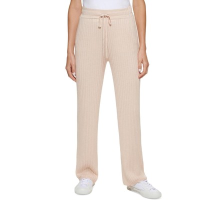 

Calvin Klein Женский бежевый вязаный свитер в рубчик с широкими брюками  BHFO 0283, Blush