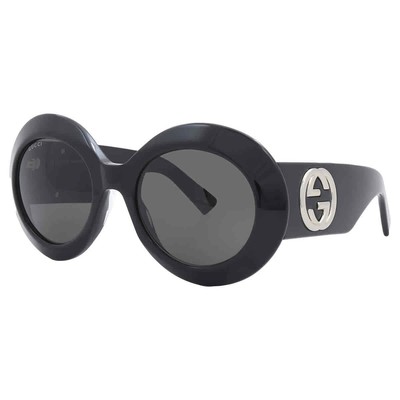 Pre-owned Gucci Grey Round Ladies Sunglasses Gg1647s 007 54 Gg1647s 007 54 In Gray
