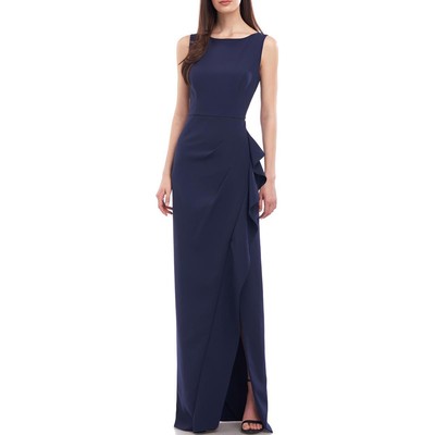 

Kay Unger New York Женское темно-синее вечернее платье макси с рюшами  BHFO 4805, Midnight