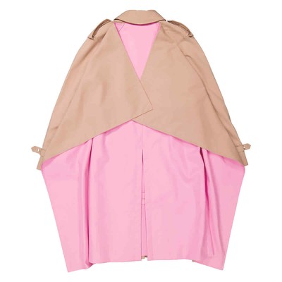 Pre-owned Burberry Soft Fawn Cotton Twill Cape Detail Trench Coat, Brand Size 6 (us Sz.4) In Check Description