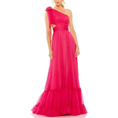 Женское шифоновое вечернее платье Mac Duggal с вырезом лодочкой BHFO 2666