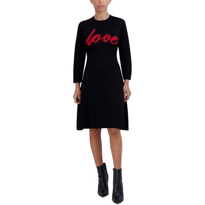 

Женское черное вязаное платье-свитер с рисунком Signature By Robbie Bee Plus 1X BHFO 4502, Black/red