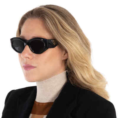 Pre-owned Prada Dark Grey Oval Ladies Sunglasses Pr 20zs 1ab5s0 53 Pr 20zs 1ab5s0 53 In Gray