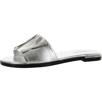 

Женские сандалии без шнуровки DKNY Waltz Slip On Casual Outdoors Slide Sandals BHFO 2471, Crack metallic pu silver, Waltz
