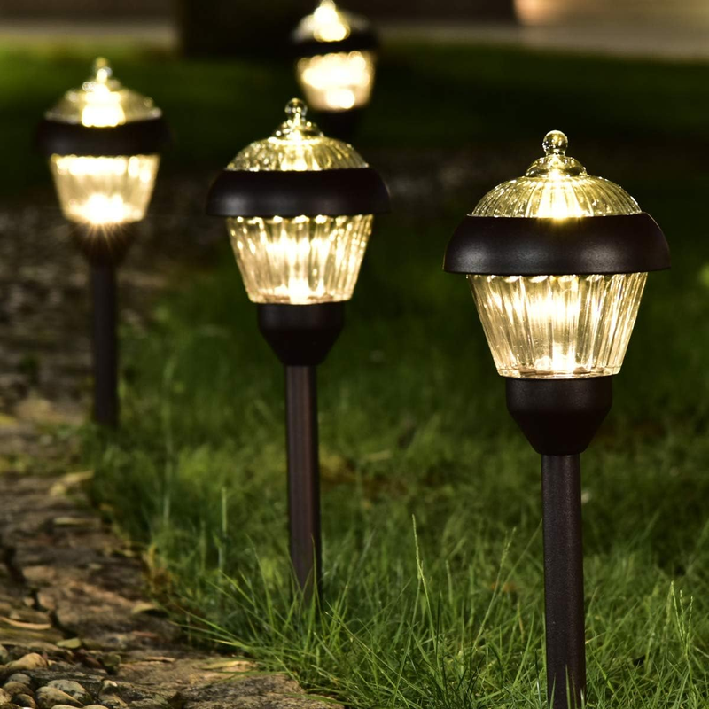 4 Pack High Lumen Solar Pathway Lights, Metal Solar Path Lights, 2 Bright LED, W