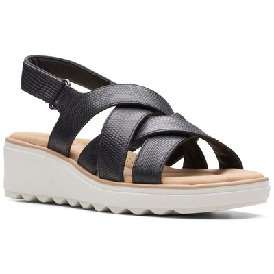 

Женские сандалии Clarks Jillian Spring, черные с ремешками, ширина 9,5 дюйма (C,D,W) BHFO 7197, Black leather