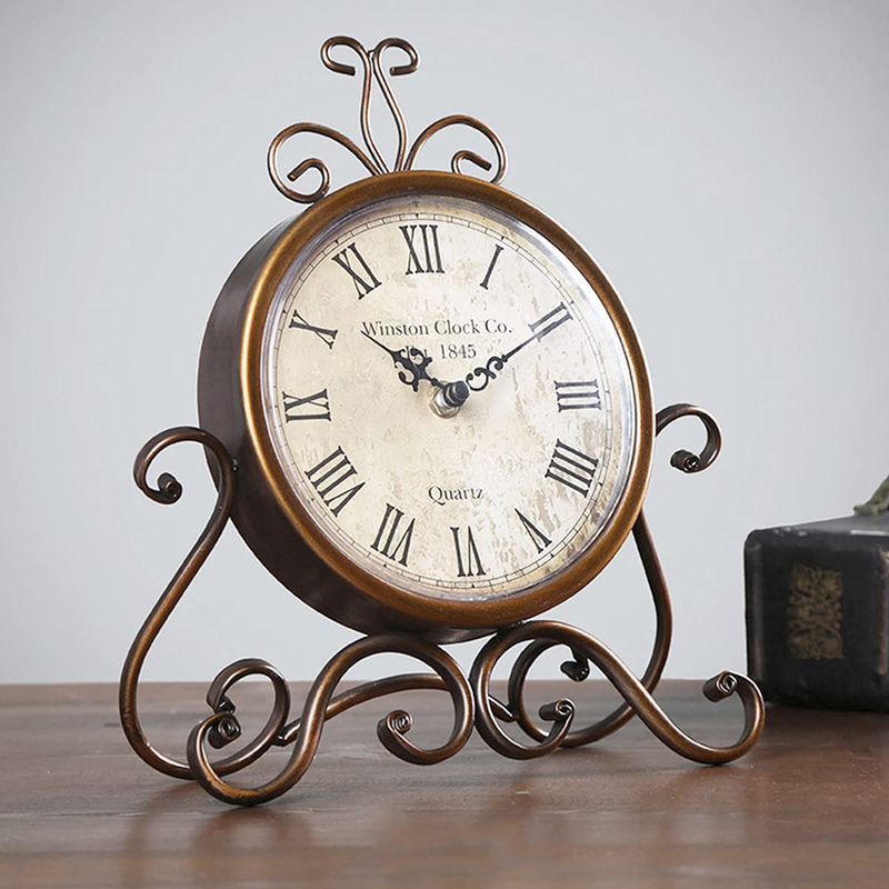 Vintage Table Clocks for Living Room Bedroom Office Shelf Decor, Silent Non-Tick