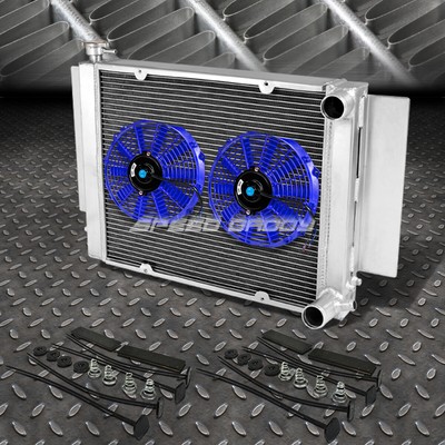 3-РЯДНЫЙ АЛЮМИНИЕВЫЙ РАДИАТОР + КОМПЛЕКТ ИЗ 2X7 ВЕНТИЛЯТОРОВ СИНЕГО ЦВЕТА ДЛЯ 79-82 MAZDA RX-7/RX7 SA/FB SA22C