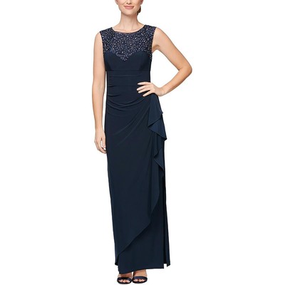 

Женское вечернее платье макси темно-синего цвета с вышивкой Alex Evenings  BHFO 1371, Navy