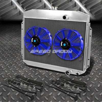 3-РЯДНЫЙ АЛЮМИНИЕВЫЙ РАДИАТОР + 2X12 ВЕНТИЛЯТОРОВ СИНЕГО ЦВЕТА ДЛЯ 61-64 F100 F250 F350 Y-BLOCK l6/V8