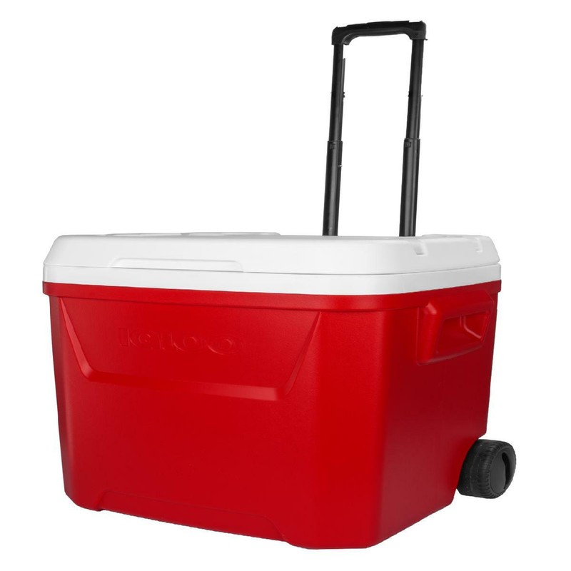 60 Qt Roller Cooler Igloo with Wheels Telescoping Handle [Red or Blue]
