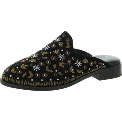 

Женские бархатные шлепанцы без задника с цветочным принтом Free People Cosmic, Black velvet stars, Cosmic