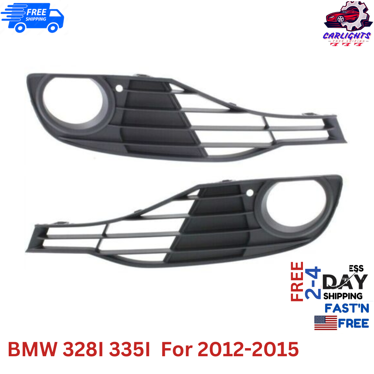 Fits BMW 328I 335I Fog Light Trims For 2012-2015 Left & Right Side Set 2pc