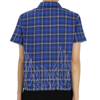 Pre-owned Papa Filles A  Ladies T-shirt Blue Chuck Crepe Blue