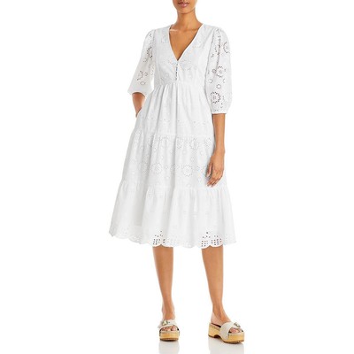 Женское белое многоуровневое миди-платье French Connection Fit & Flare S BHFO 5474