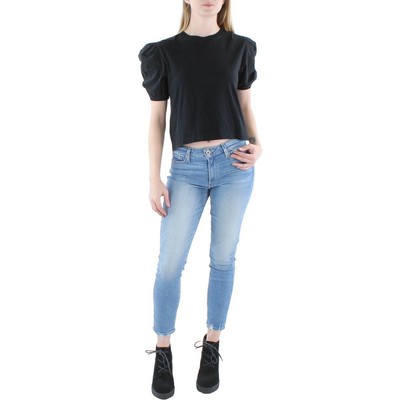 Укороченная футболка French Connection Womens Perinne из черного льна XS BHFO 6928