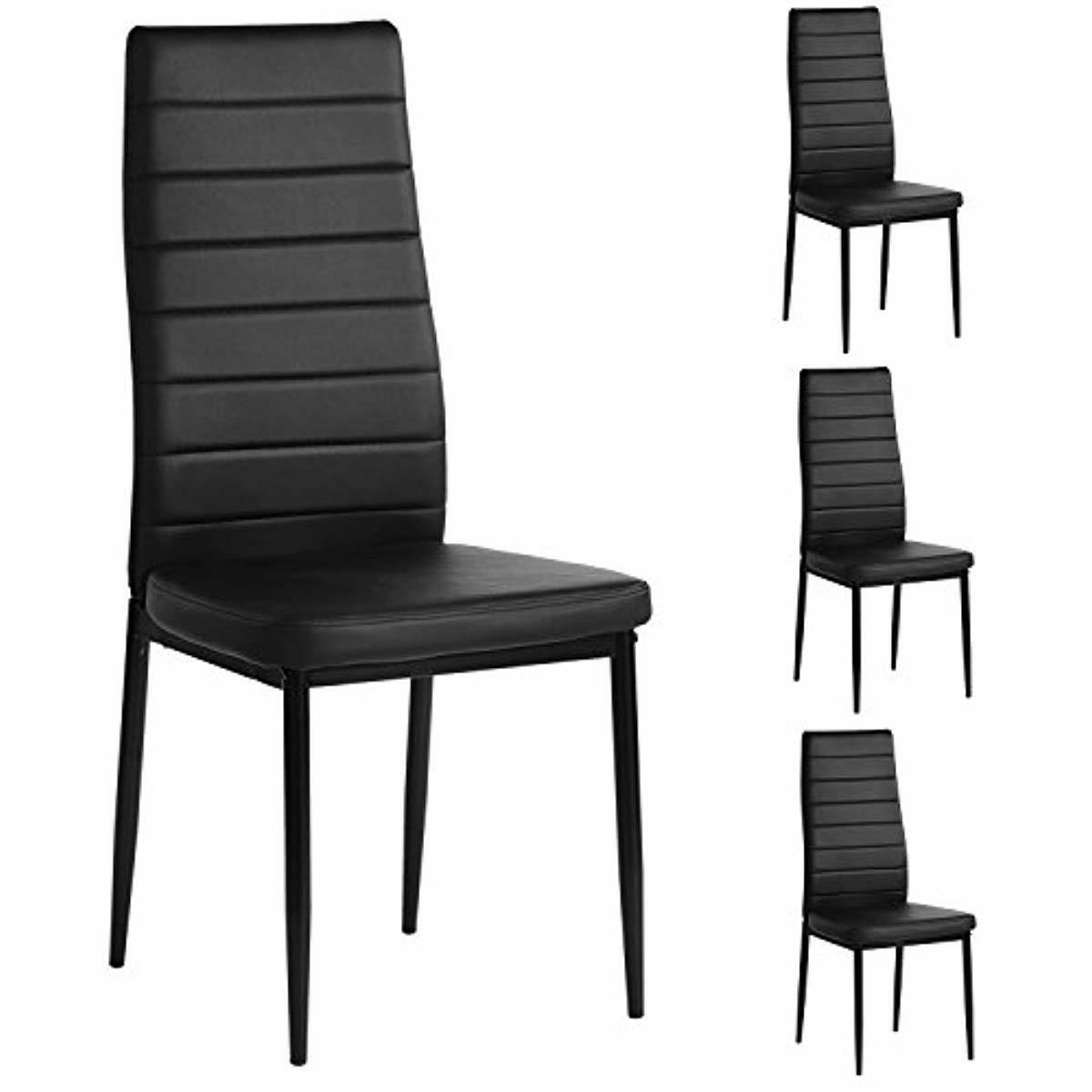 Kitchen Chairs Set Of 4 Dining Chair Black With Steel Frame High