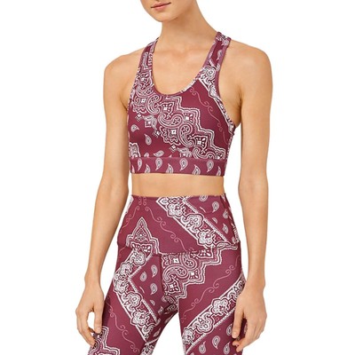 

Женский спортивный бюстгальтер Splits59 Geri Purple Paisley Racerback Athletic  BHFO 6434, Burgundy bandana