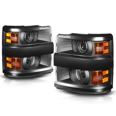 For 15-19 Chevy Silverado 2500HD/3500HD Projector Headlights/Lamps Black/Amber