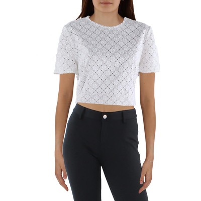 Женский белый хлопковый укороченный топ с вышивкой MICHAEL Michael Kors 14 BHFO 4846