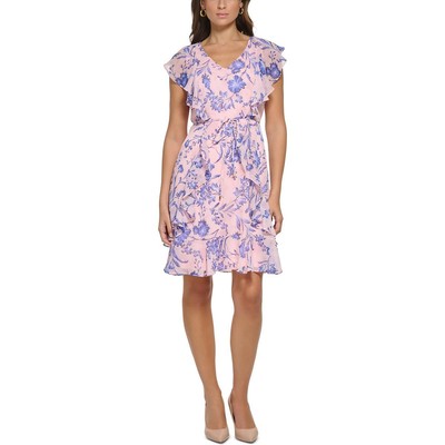 Женское короткое мини-платье А-силуэта с оборками от Tommy Hilfiger Petites BHFO 4532