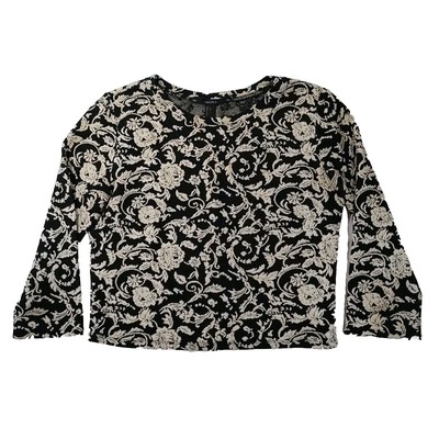 Forever 21 Schwarzes Geblümtes Gobelin Hemd für Damen Größe Groß