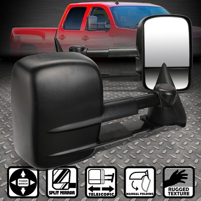 ДЛЯ 1988-2000 ГОДОВ ВЫПУСКА CHEVY C/K 1500/2500 ЧЕРНОЕ ВЫДВИЖНОЕ БУКСИРОВОЧНОЕ БОКОВОЕ ЗЕРКАЛО С ЭЛЕКТРОПРИВОДОМ