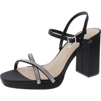 Nina Womens Black Satin Dressy Slingback Sandals Shoes 9 Medium (B,M) BHFO 7325