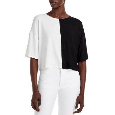 

Женская повседневная футболка с разрезом цвета аквамарина BHFO 5972, Black/ivory