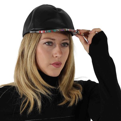 Pre-owned Burberry Black Bottle Cap Detail Leather Baseball Cap, Size Small